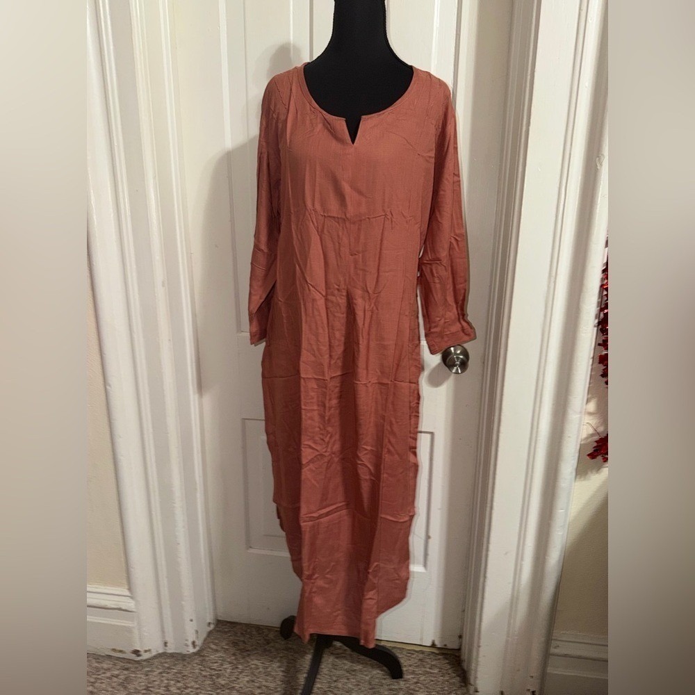 NWT women's plus size 2X dress Terracotta Long Sleeve Dress IDalia culture dress